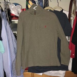 Polo Pullover Sweater Gray/Red M